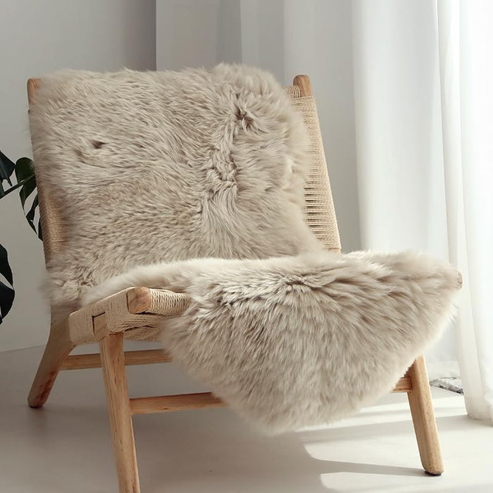 Linen Beige Real Sheepskin Rug 2x3 ft | Genuine New Zealand Lambskin Throw - view 1
