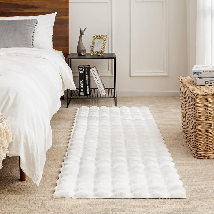 White Bubble Faux Rabbit Fur Rug - view 1