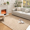 White Bubble Faux Fabbit Fur Rug