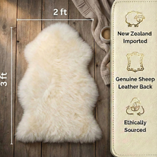 Ivory Real Sheepskin Rug 2x3 ft | Genuine New Zealand Lambskin Throw