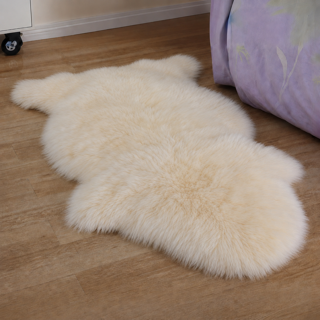 Ivory Real Sheepskin Rug 2x3 ft | Genuine New Zealand Lambskin Throw