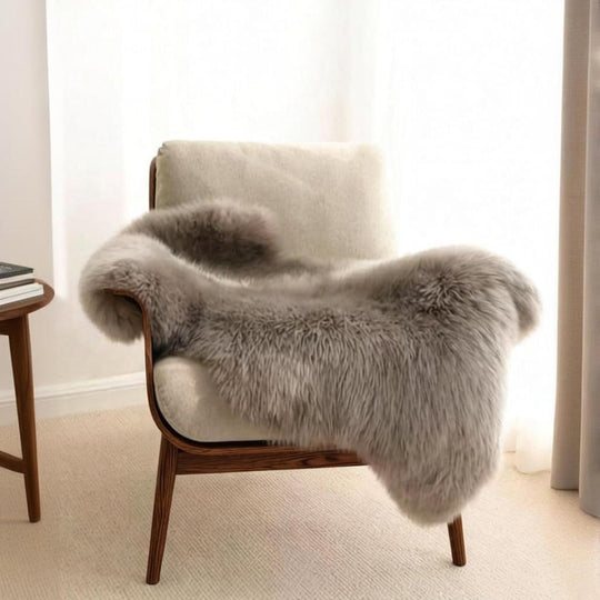 Woolous Mushroom 2 by 3 foot genuine New Zealand sheepskin rug, single pelt