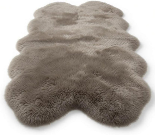 Woolous Mushroom 4 by 6 foot genuine New Zealand sheepskin rug, quad pelt