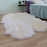 Ivory Quad Sheepskin Rug 4x6 ft | Genuine New Zealand Lambskin Area Rug