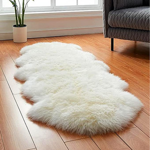 Ivory Double Sheepskin Rug 2x6 ft | Genuine New Zealand Lambskin Runner Throw