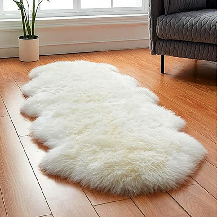 Ivory Double Sheepskin Rug 2x6 ft | Genuine New Zealand Lambskin Runner Throw - view 1