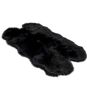 Black Quad Sheepskin Rug 4x6 ft | Genuine New Zealand Lambskin Area Rug