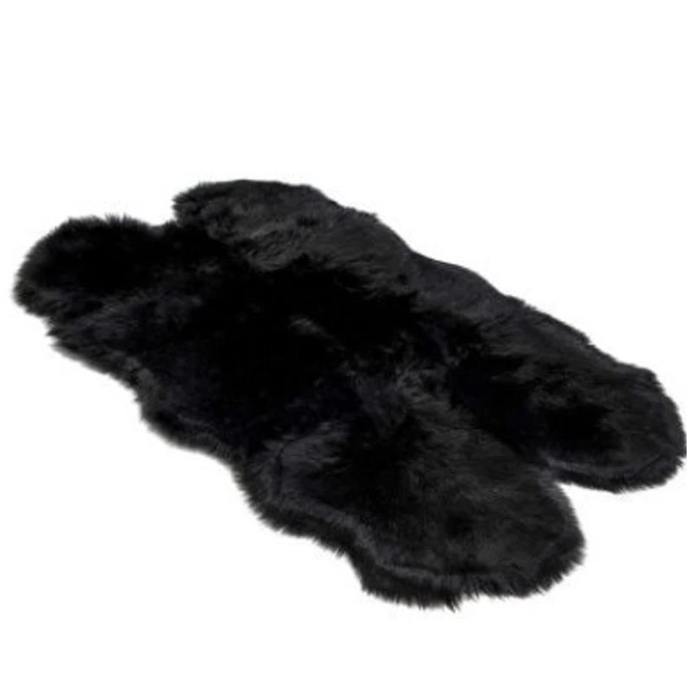 Black Quad Sheepskin Rug 4x6 ft | Genuine New Zealand Lambskin Area Rug - view 1