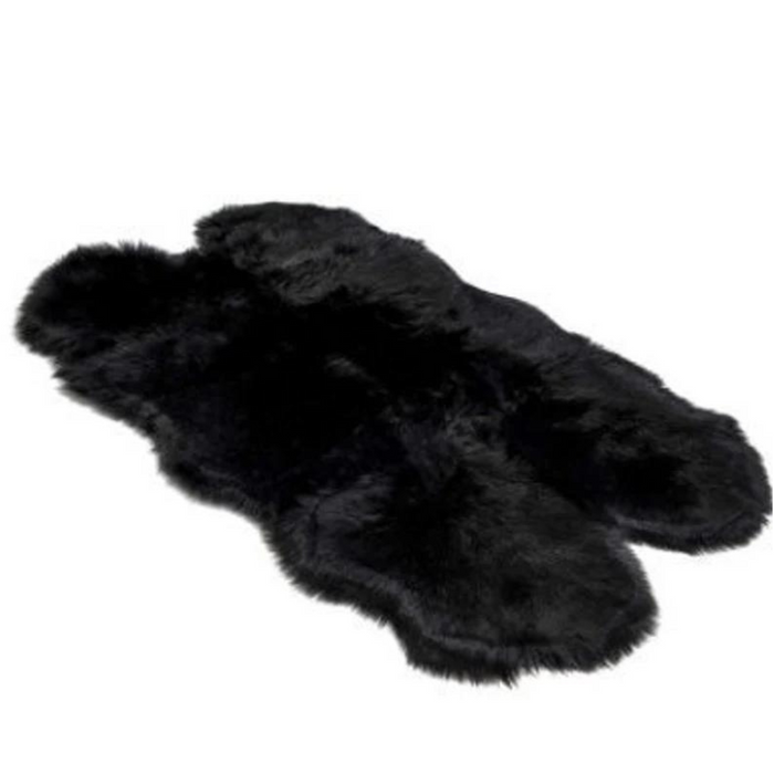 Black Quad Sheepskin Rug 4x6 ft | Genuine New Zealand Lambskin Area Rug - view 1