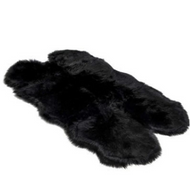 Black Quad Sheepskin Rug 4x6 ft | Genuine New Zealand Lambskin Area Rug